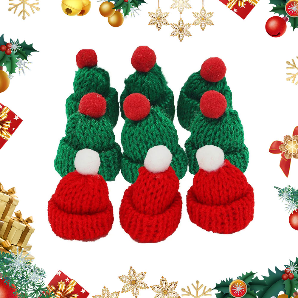 Santa Hat Plush - 10 adet 3.5x5 cm Mini Noel