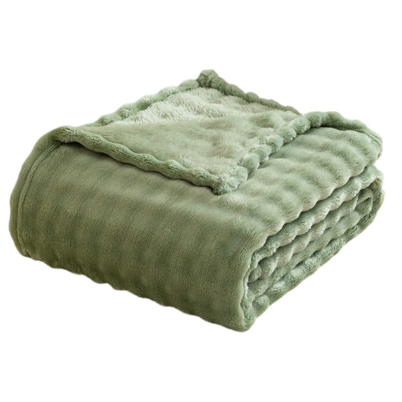 Christmas Throw Blanket - Kanepe için Adaçayı Yeşili Kabarcık Polar