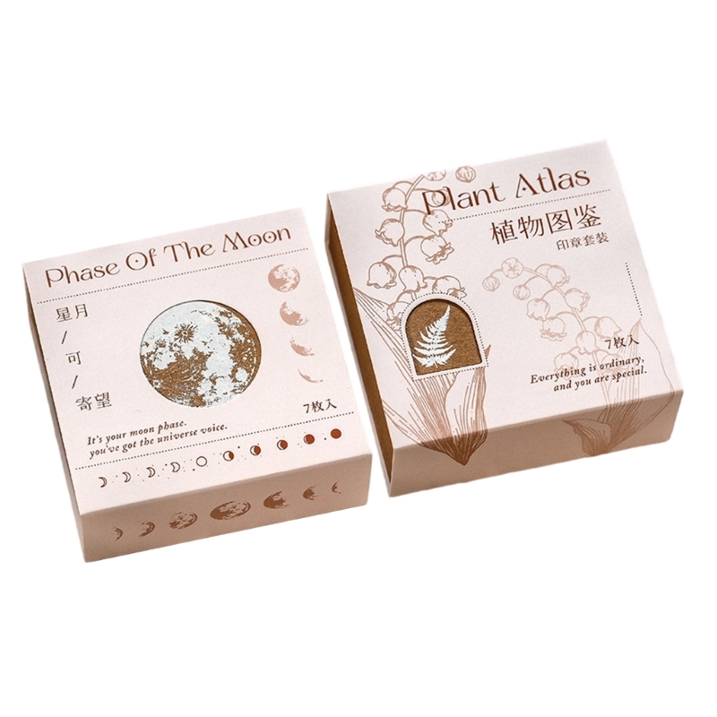 Gift Box Wrap Set - Ahşap Blok Mühür Seti 7 Parça