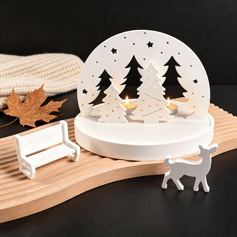 Holiday Candle Set - Noel Geyiği Tealight Mumluk Silikon Kalıpları,