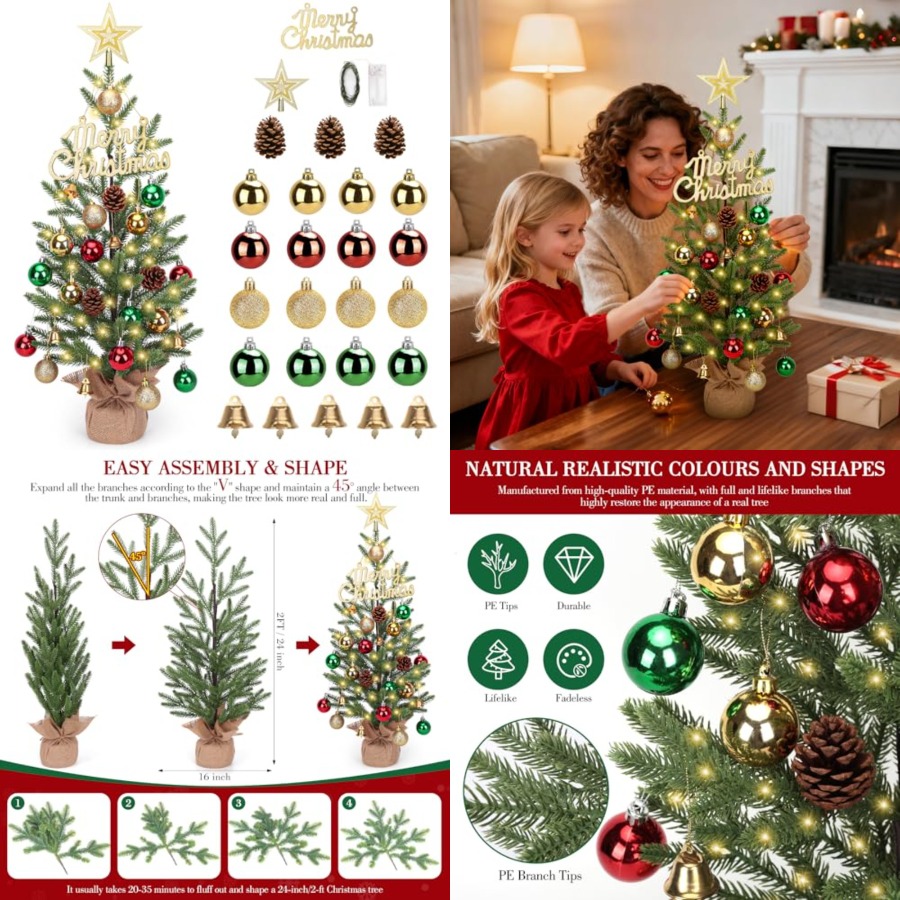 Christmas Tree Artificial - 2FT Mini Noel Ağacı, 30 LED
