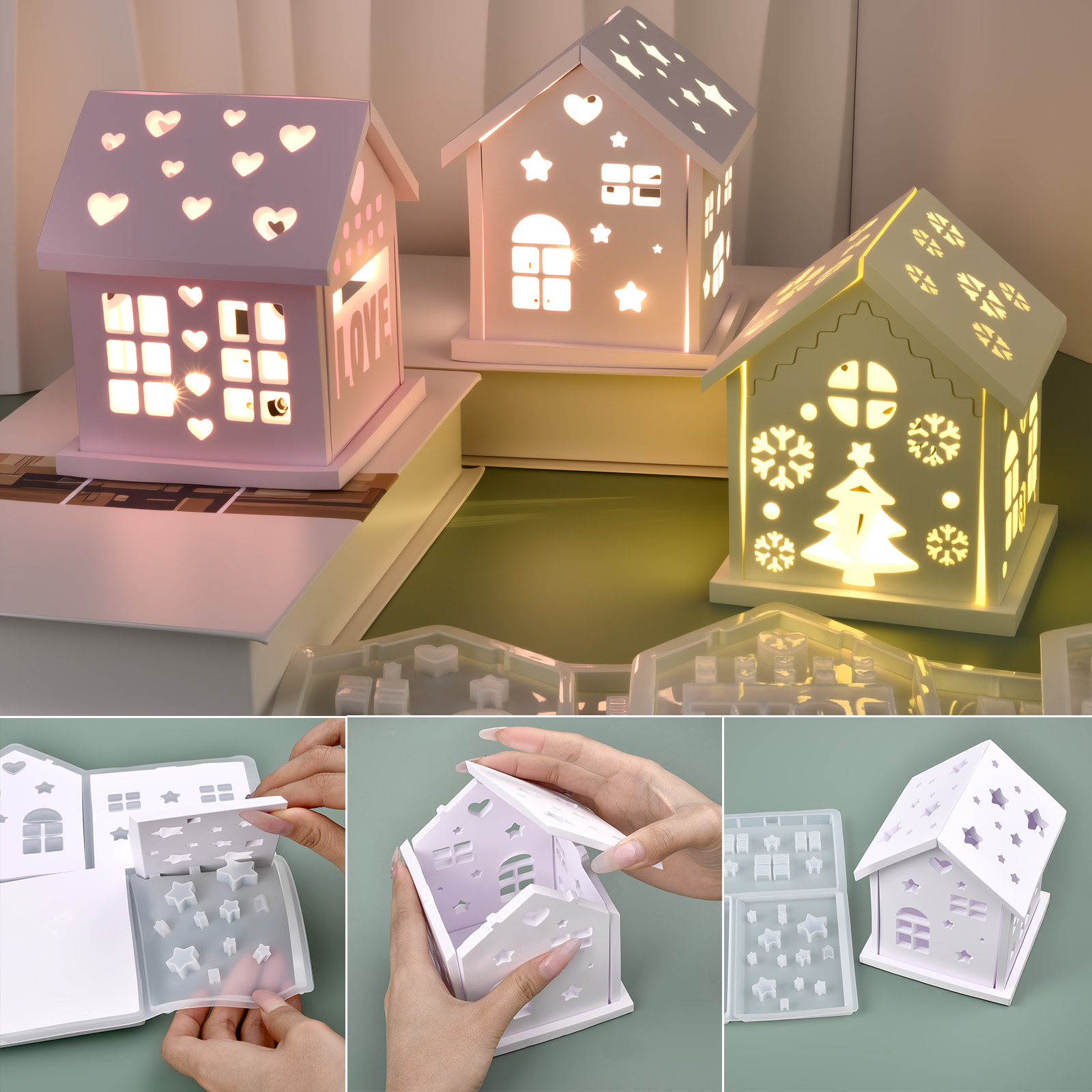 Holiday Candle Set - 3D Ev silikon kalıp DIY Noel