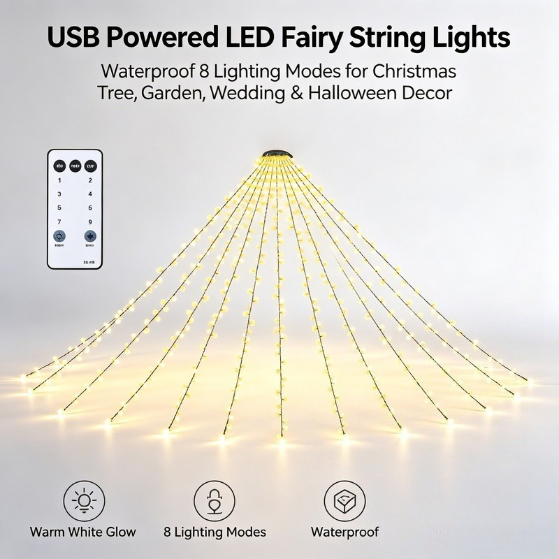 Led Fairy String Lights - USB LED Peri Işık Dizileri, Bahçe