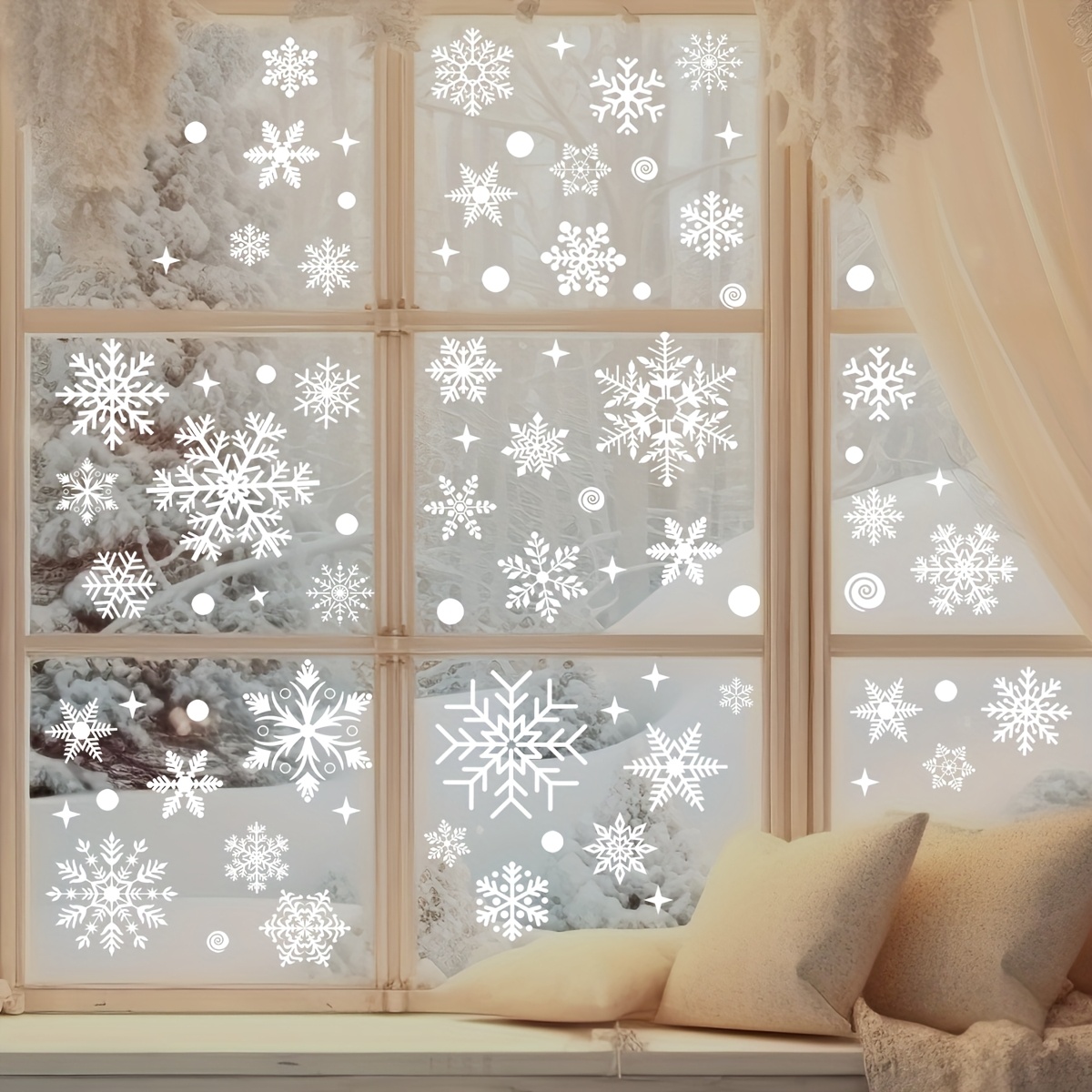 Snowflake Window Decal - 4 yaprak Noel Pencere Çıkartmaları -