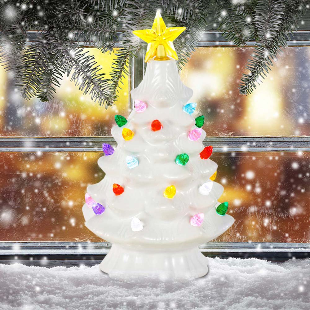 Star Tree Topper - 7 inç seramik noel köyü dekor