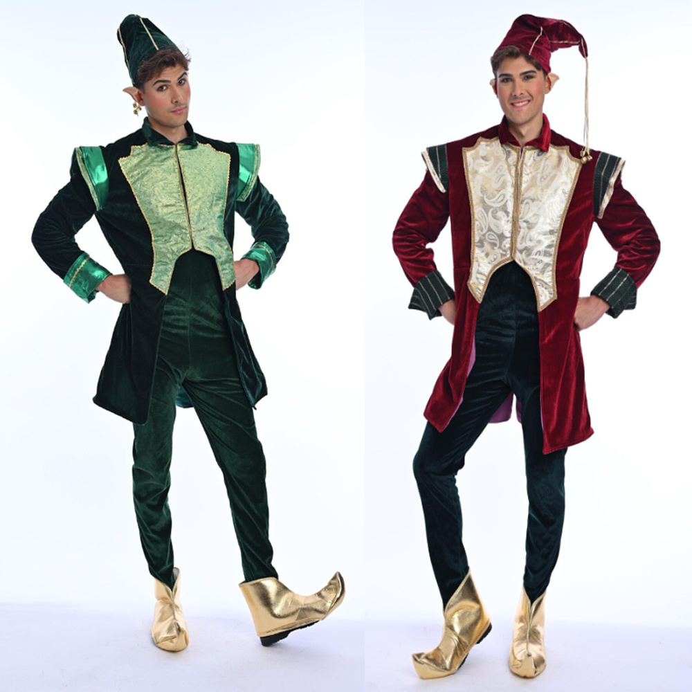 Elf Costume Christmas - Lüks Kadife Noel Baba Noel Elf