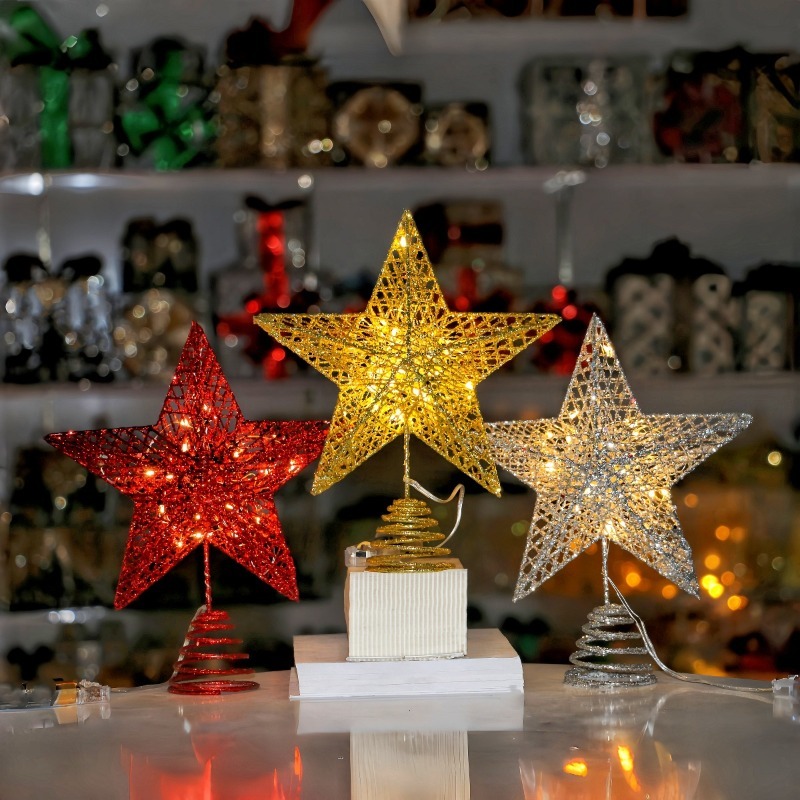 Star Tree Topper - Noel Ağacı Simli Yıldız Süsü Zarif