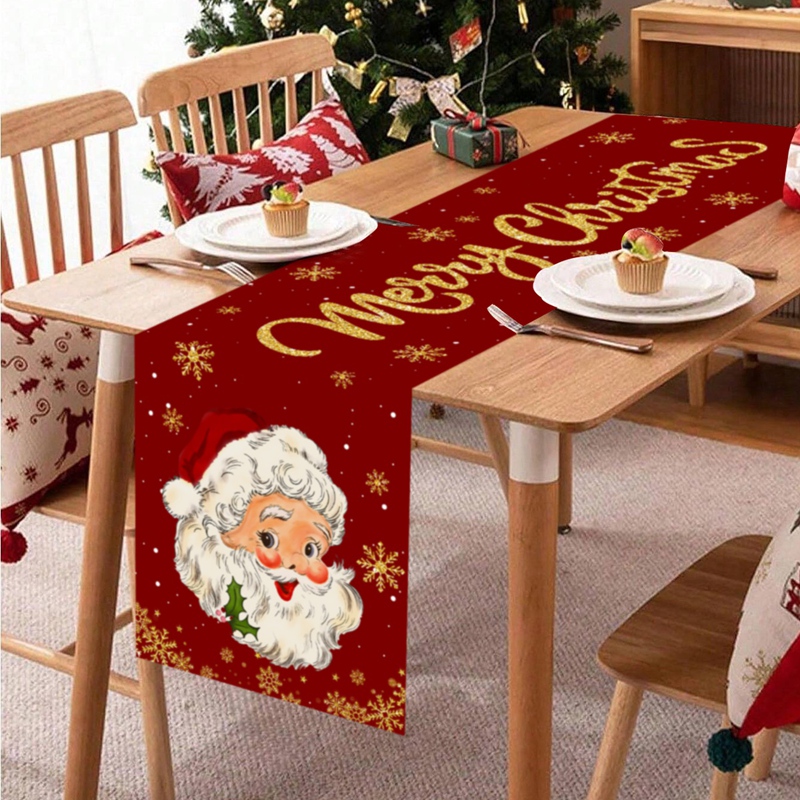 Christmas Table Runner - Noel Masa Örtüsü Mutlu Noeller Ev