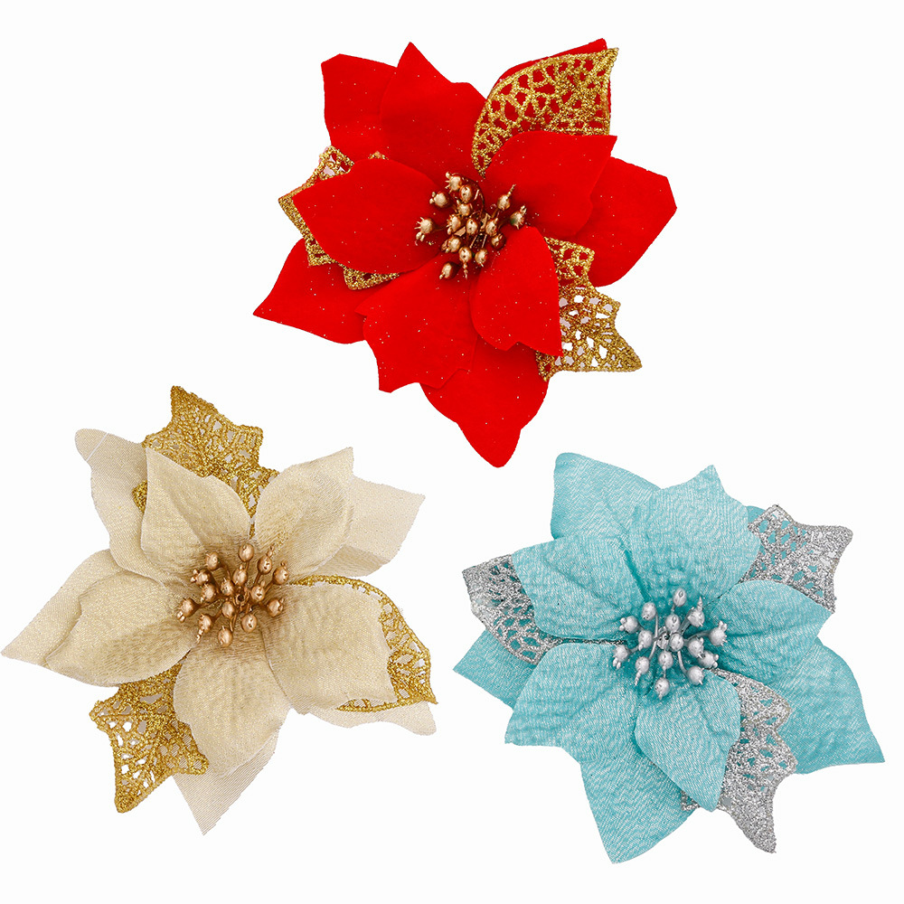 Christmas Wreath Fake - 10 adet Glitter yapay çiçek sahte