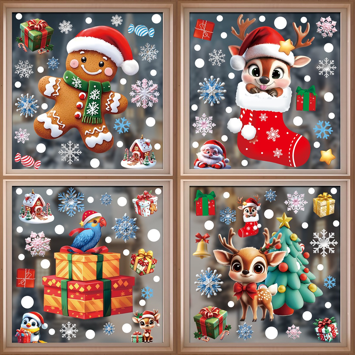 Snowflake Window Decal - Noel Pencere Çıkartmaları Zencefilli Kurabiye Adam