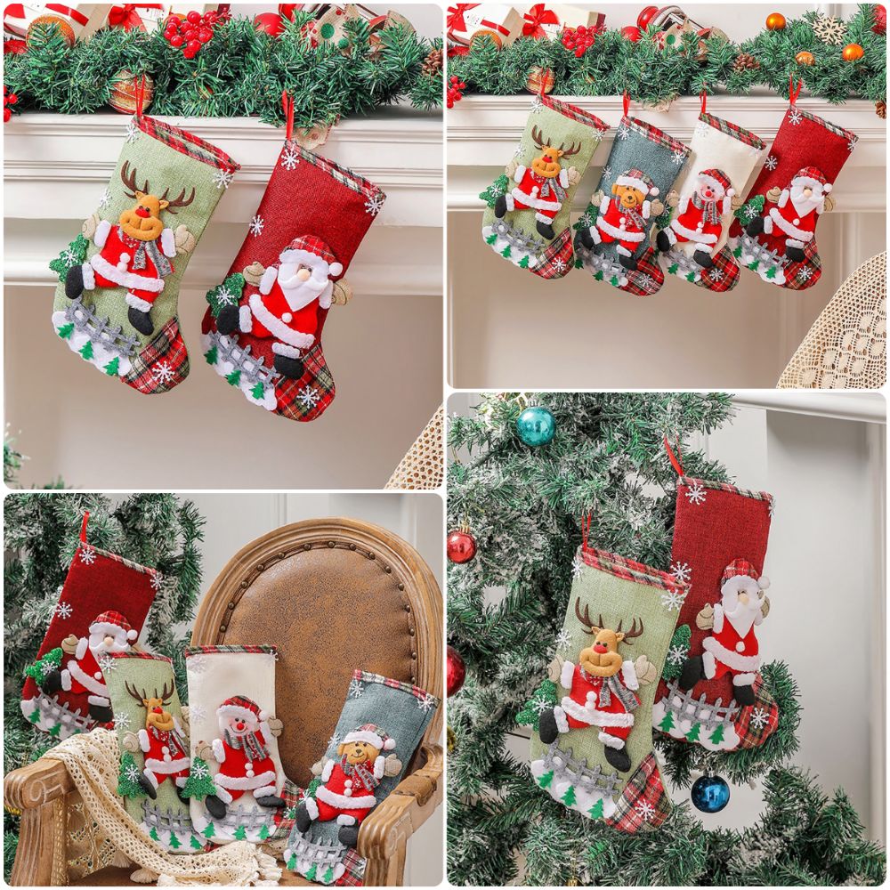 Christmas Stocking Hanging - Çok Renkli Noel Çorabı Kardan Adam
