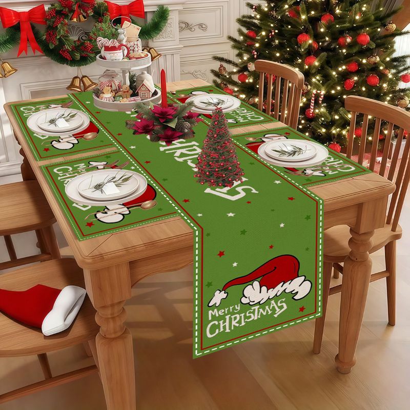 Christmas Table Runner - VIKAMA Sevimli Karikatür Noel Masa Örtüsü