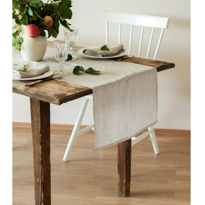Christmas Table Runner - %100 Keten Taşlanmış Masa Örtüsü Özel
