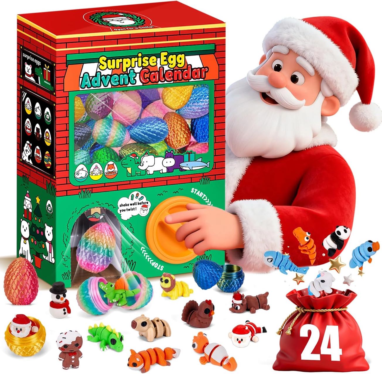 Advent Calendar Gift - 24 adet 3D Baskılı Sürpriz Yumurta
