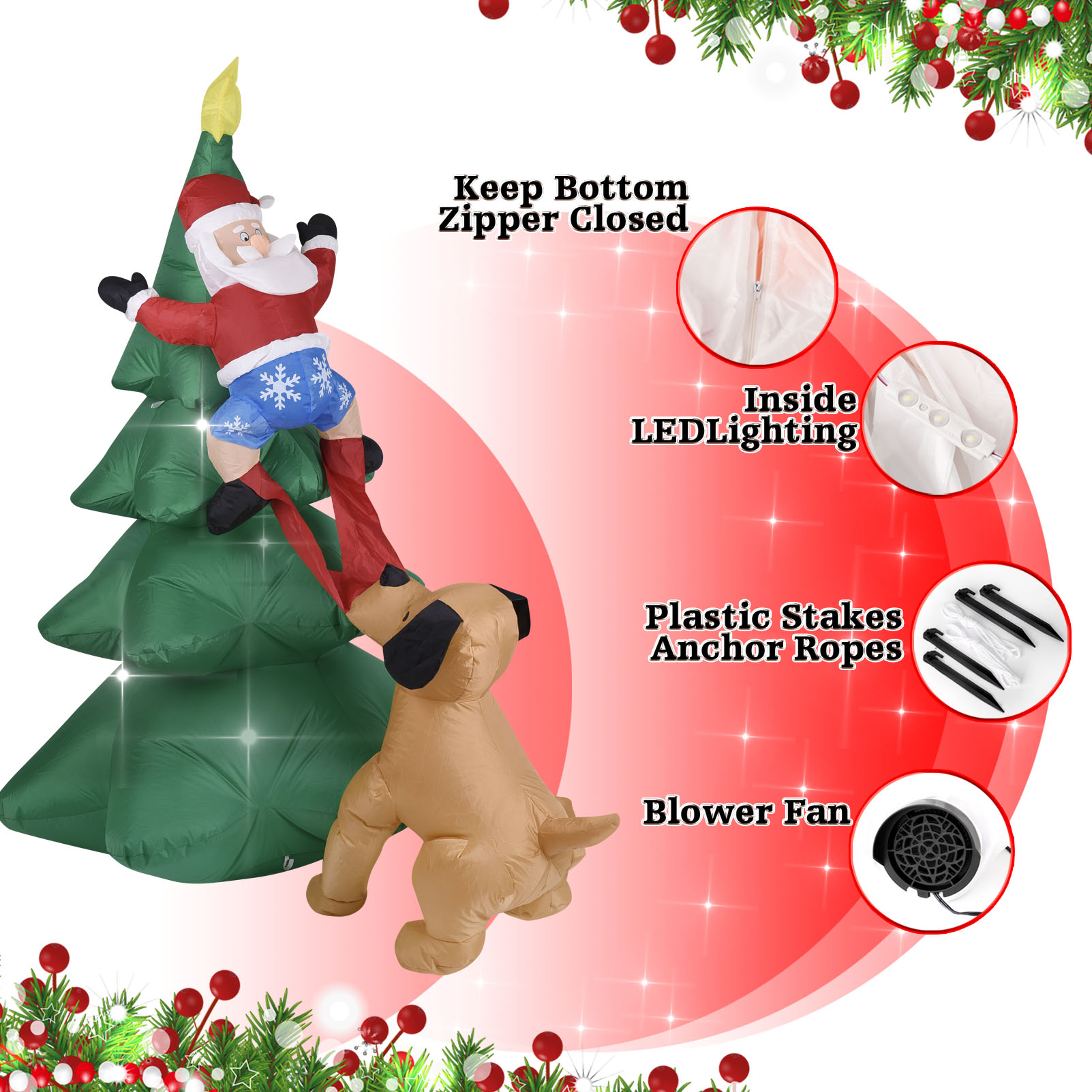 Noel Şişme Köpek, Noel Baba il - Christmas Lights Outdoor incelemesi ve fiyatı