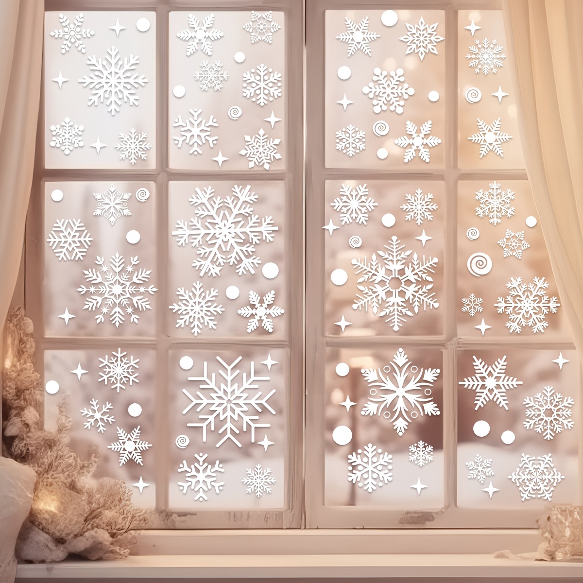 4 yaprak Noel Pencere Çıkartma - Snowflake Window Decal incelemesi ve fiyatı