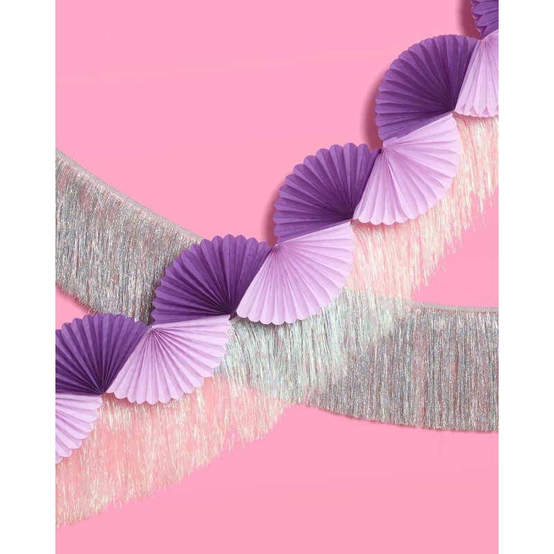 Mor Gümüş Parti Kağıt 3D Fan Ç - Tinsel Garland Decoration incelemesi ve fiyatı