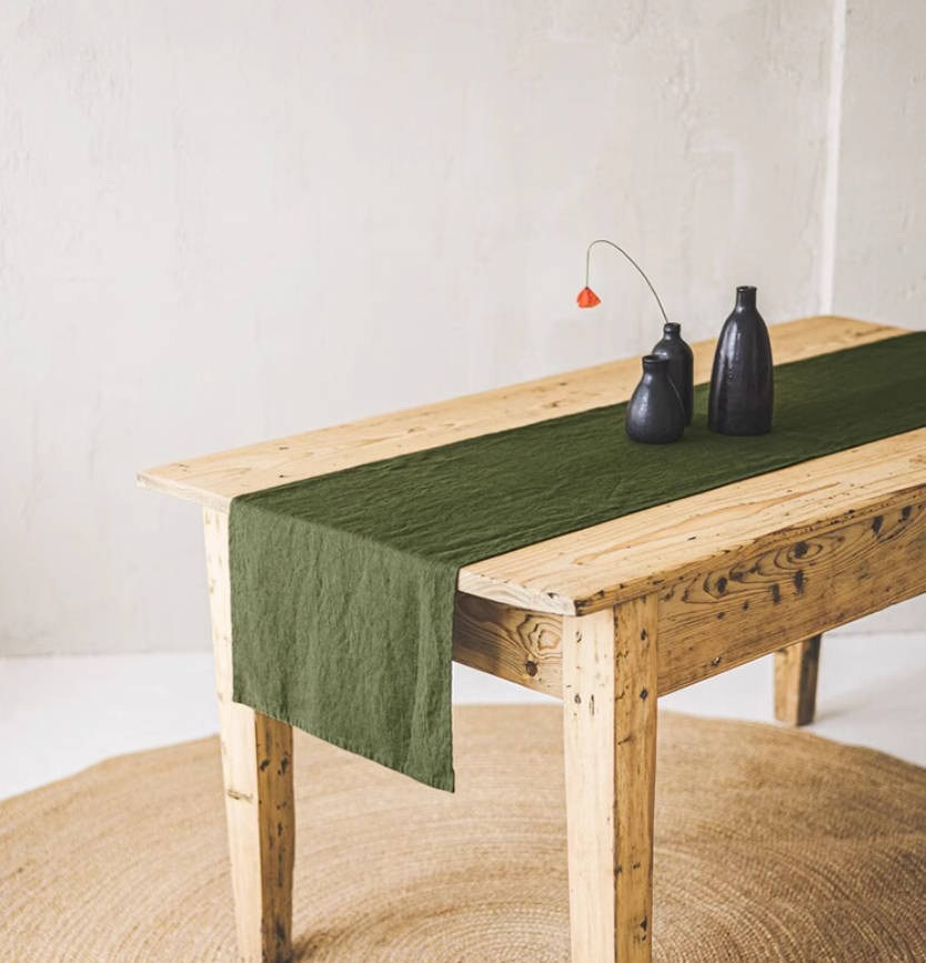 %100 Keten Taşlanmış Masa Örtü - Christmas Table Runner incelemesi ve fiyatı